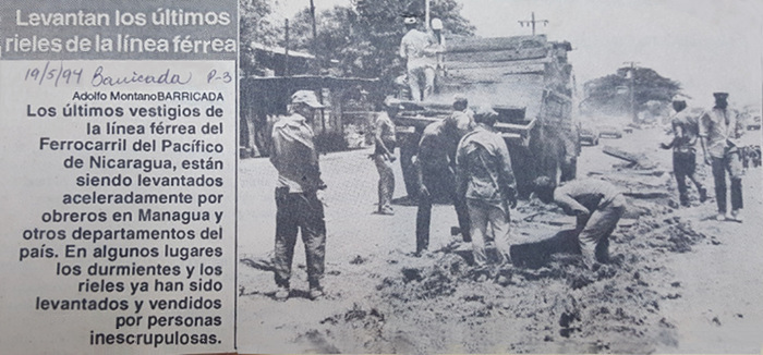 removing railroad rails nicaragua 1994