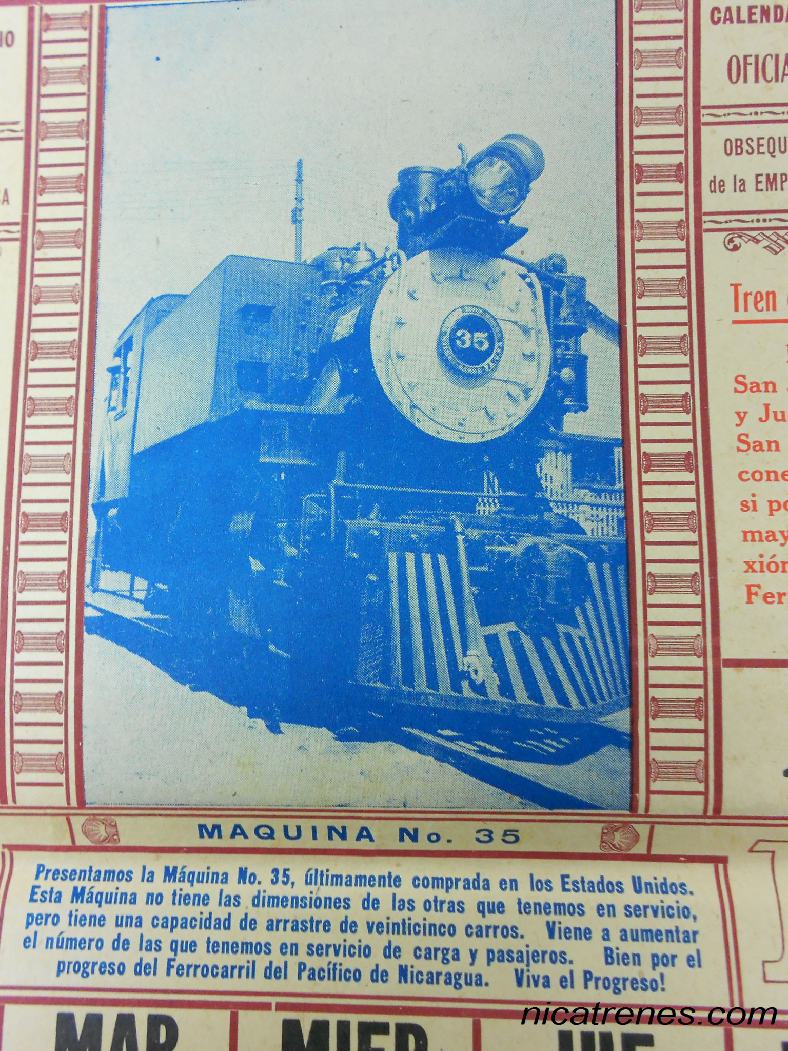 Locomotive No. 35 from calander 1953